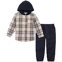 Kids Headquarters Boys 2-Piece Long Sleeve & Pant Set, Everyday Casual Wear, Ultra-Soft & Comfortable, Olive / Ermine