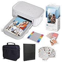 HP Sprocket Studio Plus 4x6” Instant Photo Printer – Bundle: Photo Album, Markers, Photo Paper, and Stickers., White
