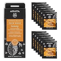 APIVITA Express Beauty Face Mask, Vitamin C, Shea Butter & Hyaluronic Acid - Instant Radiance, Smoothing and Vibrancy for All Skin Types - 12 Packettes x 0.27 Fl Oz
