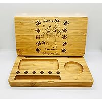 Pop Culture Bamboo Back Flip Style Magnetic Rolling Tray Laser Engraved Personalized Anniversary Gift Birthday Groomsmen Unique CBD Delta Storage Compartment (Just a girl)