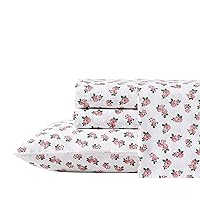 Betsey Johnson- Twin XL Sheet Set, Cotton Percale Bedding Set, Crisp & Cool, Lightweight & Breathable (Teeny Tiny Roses, Twin XL)