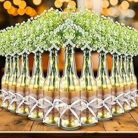 12 Sets Wedding Table Centerpieces, Artificial Baby's Breath Flowers in Vases with LED Lights Faux Gypsophila Flower Arrangement for Wedding Party Home Table Decor
