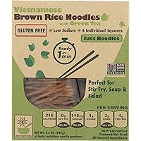 Star Anise Foods Brown Rice Gluten Free Noodles with Green Tea - 24 Servings, 8.6 Oz. Per Box, Pack of 6 Boxes, Pho Noodles Vietnamese, Pad Thai Noodles