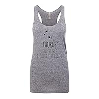 Taurus (Inflexible Because I'm Right), Women's Graphic Racerback Tank Top by Moonlight Makers, Funny Gift for Her, Shirts with Sayings, Yoga Tee (M, Heather Gray)