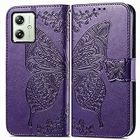 Wallet Case for Motorola Moto G Power 2024 5G Case with Card Holder Kickstand for Women Men PU Leather Magnetic Flip Shockproof Protective Cover for Moto G Power 2024 5G Butterfly Purple SDB