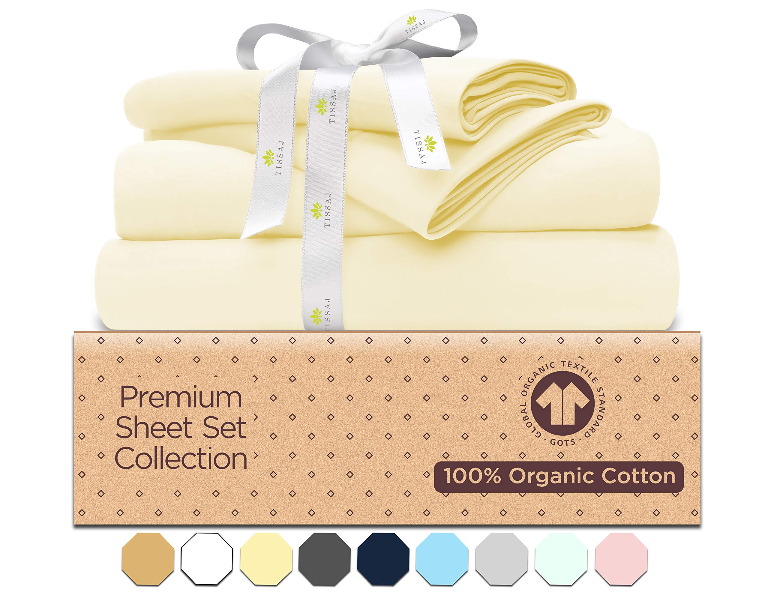 100% Organic Cotton Full Size Bedding Set - Natural - 500 Thread Count - GOTS Certified - Cool and Long Lasting - Extra Deep Pocket & Secure Fit - ...