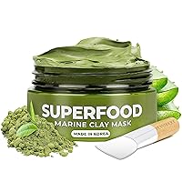 PLANTIFIQUE Korean Skin Care Detox Face Mask with Avocado & Superfoods - Hydrating Clay Mud Mask Dermatologist Tested for Face and Body - Vegan Skincare 3.4 Oz/100ml