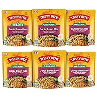 Tasty Bite Organic Brown Rice Garlic, 8.8 Ounce, Pack of 6, Ready to Eat, Microwavable, Gluten-Free Garlicky Rice