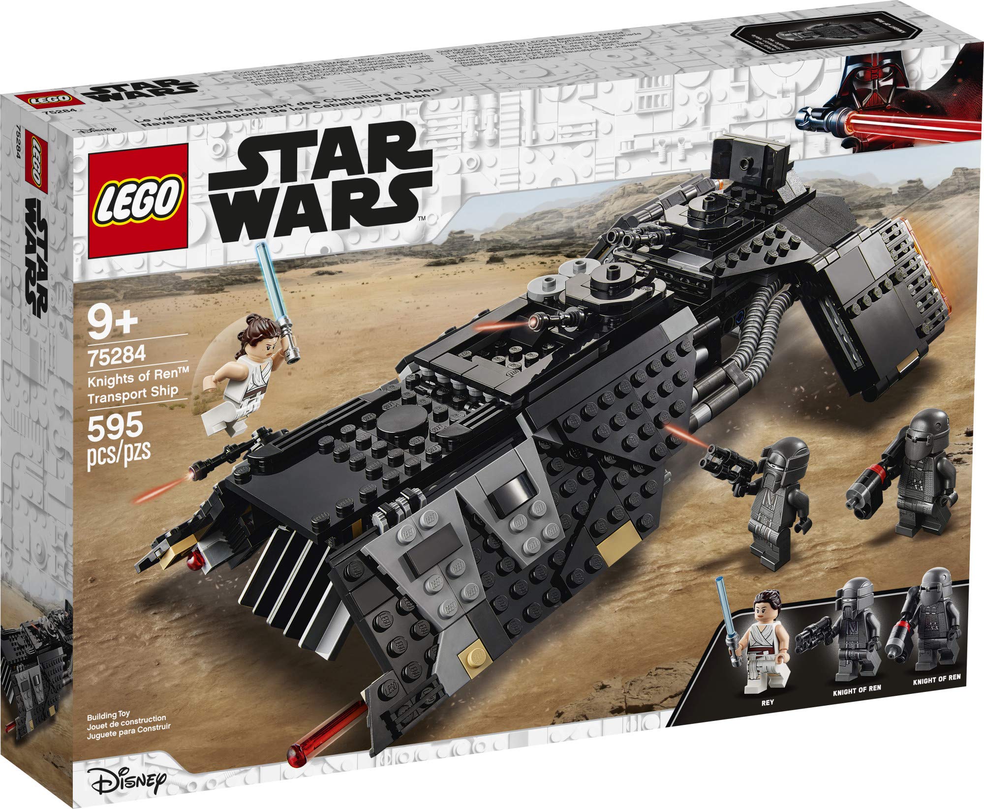 LEGO Star Wars: The Rise of Skywalker Knights of Ren Transport Ship 75284 Spacecraft Set, Features Knights of Ren and Rey Minifigures to Role-Play Star Wars Missions (595 Pieces)