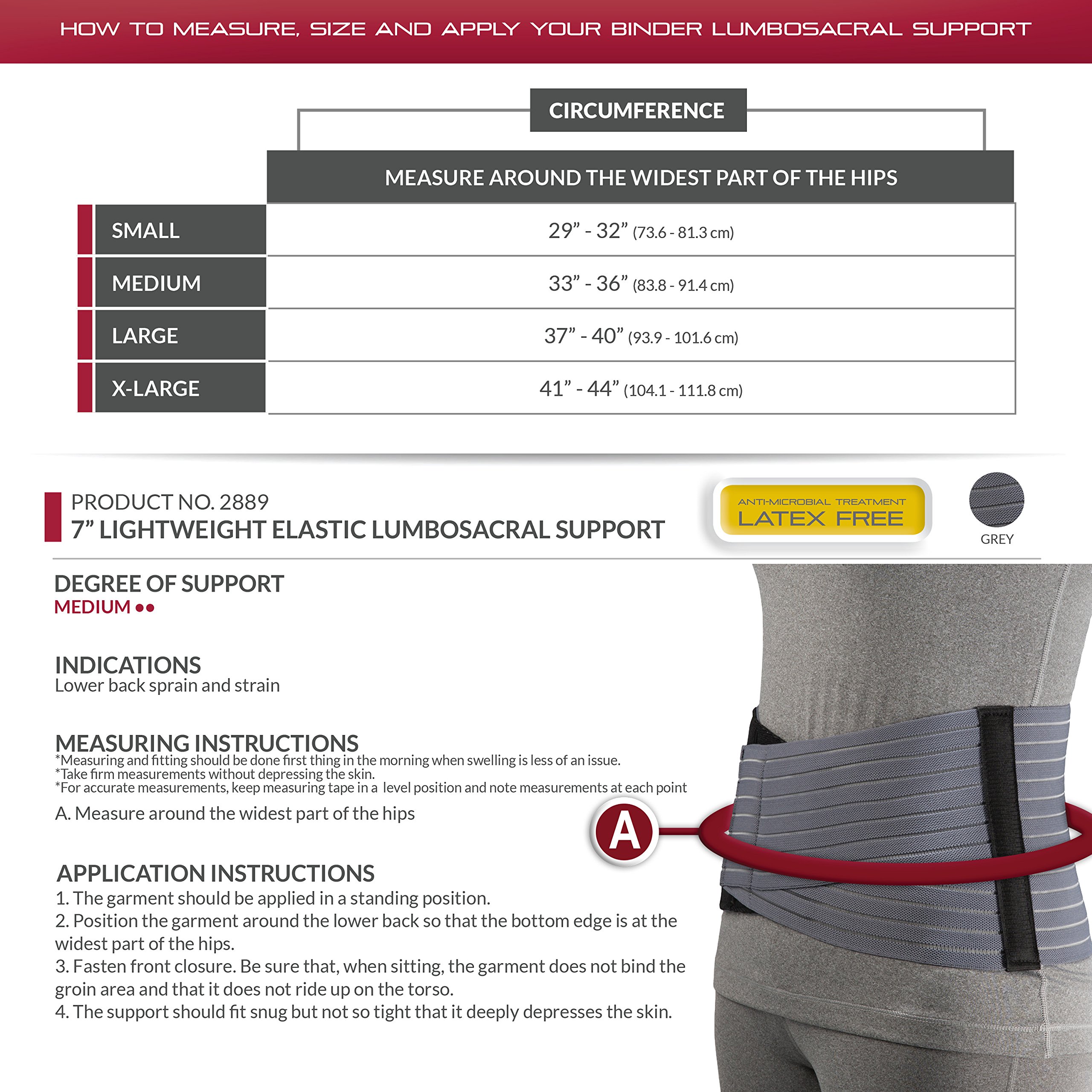 OTC Lower Back Select Series Lumbosacral Support for Women, Grey, X-Large