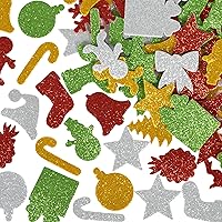 READY 2 LEARN Glitter Foam Stickers - Christmas Shapes - Pack of 168 - Self-Adhesive Stickers for Kids - Glitter Stickers for Holiday Crafting
