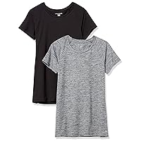 Amazon Essentials Women's Tech Stretch Cap-Sleeve T-Shirt, Pack of 2