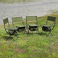 4-Piece, Portable Indoor, Camping, Picnics and Fishing,Green Folding Outdoor Chair with Storage Bag