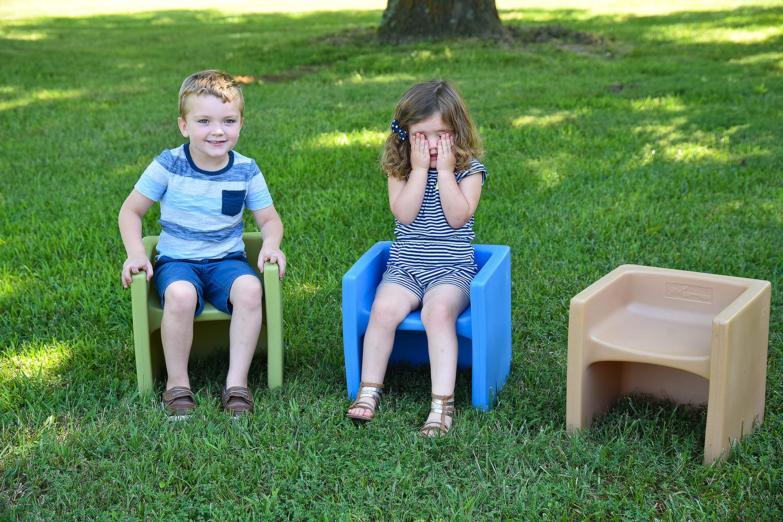 Children's Factory Cube Chair for Kids, Flexible Seating Classroom Furniture for Daycare/Playroom/Homeschool, Indoor/Outdoor Toddler Chair, Almond (CF910-015)