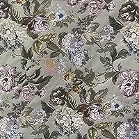 Classic Jacquard Woven Cotton Mix Floral Design Furnishing Fabric for Upholstery, Sofa, Diwan, Cushions, Chair and Craft - Width 54 inches - Fabric by The Yard (Green)