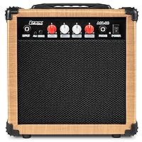 LyxPro Electric Guitar Amp 20 Watt Amplifier Built In Speaker Headphone Jack And Aux Input Includes Gain Bass Treble Volume And Grind - Natural