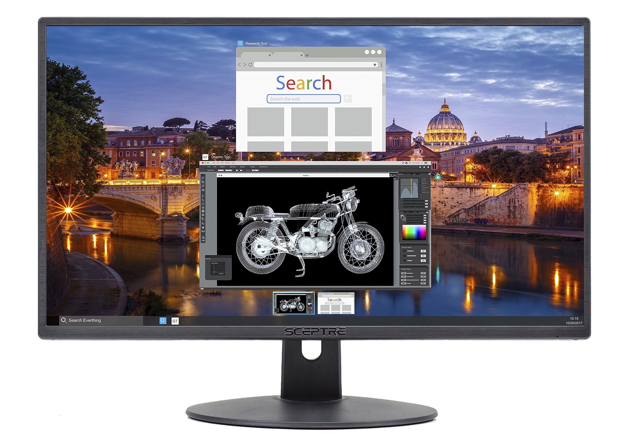 Sceptre 22 inch 75Hz 1080P LED Monitor 99% sRGB HDMI X2 VGA Build-In Speakers, Machine Black (E225W-19203R series)