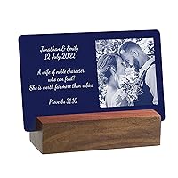 Love YOU Personalized Photo Text Engraved Memorial Date Wallet Mini Note Card Insert Picture Frame wooden stand Valentines day Anniversary Birthday Gift