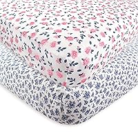 Hudson Baby Unisex Baby Cotton Fitted Crib Sheet, Classic Floral, One Size