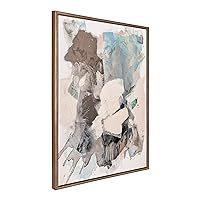 Kate and Laurel Sylvie Painted Flow I Framed Canvas Wall Art by Amy Lighthall, 28x38 Gold, Modern Abstract Painted Brushstrokes Art for Wall