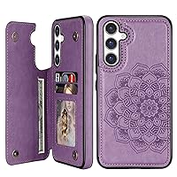 Compatible with Samsung Galaxy A54 5G Case Wallet with Card Slot Flip Leather Mandala Magnetic Clasp Protective Phone Case for Samsung Galaxy A54 Case Wallet(Purple-6.4 inch)