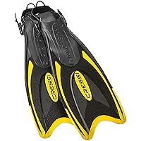 Cressi Snorkeling Adjustable Fins for All Family - Long Blade Versatile Open Heel Flippers | Palau: Made in Italy