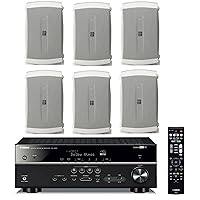 Yamaha 7.2-Channel Wireless Bluetooth 4K Network A/V Wi-Fi Home Theater Receiver + Yamaha High-Performance Natural Surround Sound 2-Way Indoor/Outdoor Weatherproof Speaker System (Set of 6)