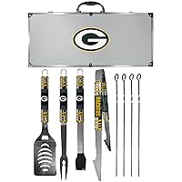 NFL Siskiyou Sports Fan Shop Green Bay Packers Steel Tailgater BBQ Set w/Case 8 piece Gray