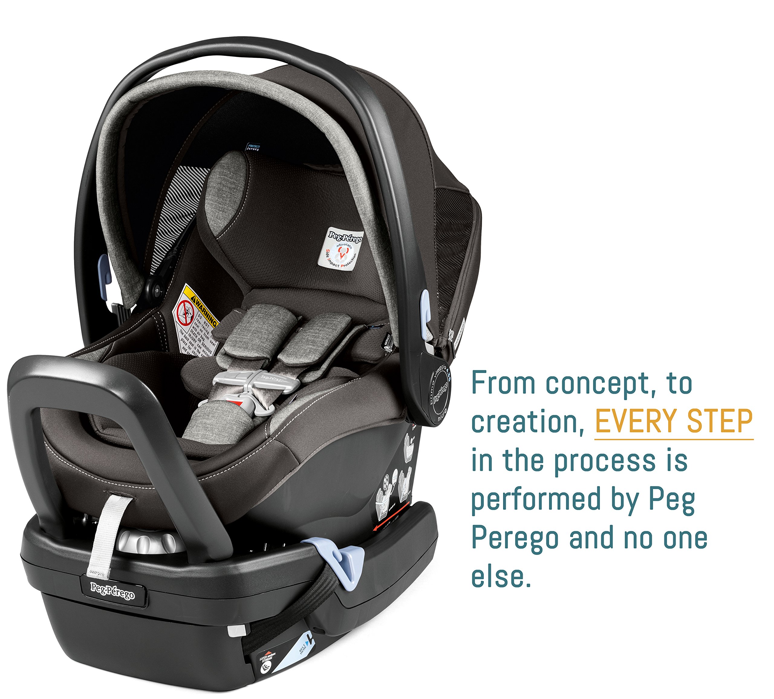 Peg Perego Primo Viaggio 4-35 Nido - Rear Facing Infant Car Seat - Includes Base with Load Leg & Anti-Rebound Bar - for Babies 4 to 35 lbs - Made in Italy - Licorice (Black)