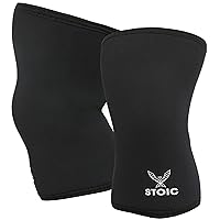 Stoic Knee Sleeves for Men Women - 7mm Neoprene Knee Support for Weightlifting, Powerlifting, Strength Training, Squat, Bodybuilding - IPF Approved Knee Compression Sleeves, 2-Pack (S)