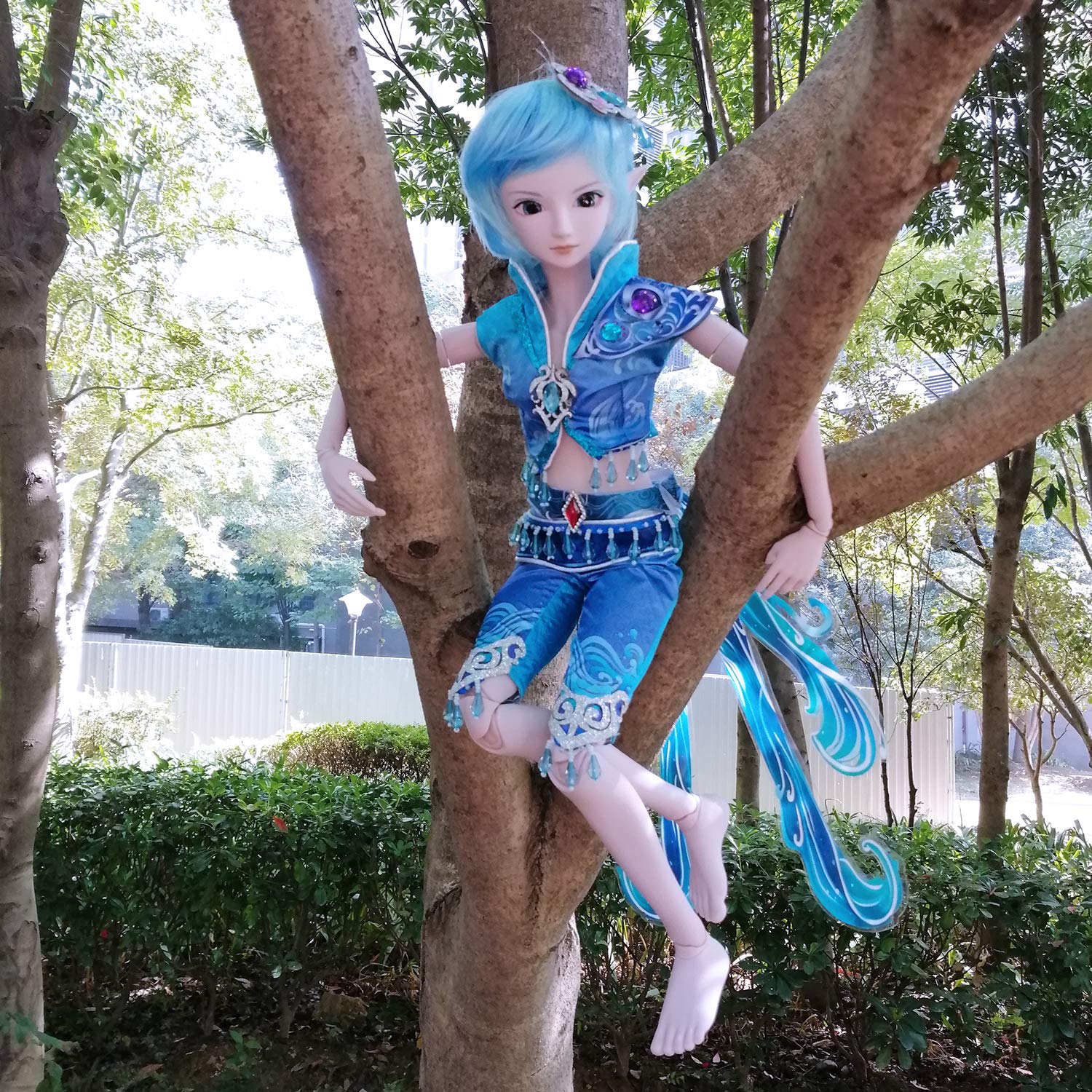 EVA BJD Water Prince Poseidon 1/3 BJD Doll Full Set 24inch 19 Ball Jointed Dolls Elf Ears + Clothes + Free Makeup + Hair + Accessories