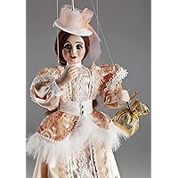 Czech Marionettes, Countess Rose Marionette - Hand Carved and Hand Painted Marionette Puppet, Gorgeously costumed, Casted, Ideal for Collectors or Theater Performances, Art Collection, 13 inches