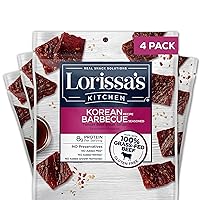Lorissa's Kitchen Premium Grass-Fed Steak Strips, Korean Barbecue, 2.25 Oz. 4 Count - No Added MSG or Nitrites, Keto Friendly Snacks & Gluten Free, More Tender Than Traditional Beef Jerky