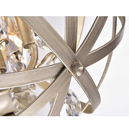 Jojospring Benita 4-Light Light Gold with Bronze Metal Crystal Orb Chandelier