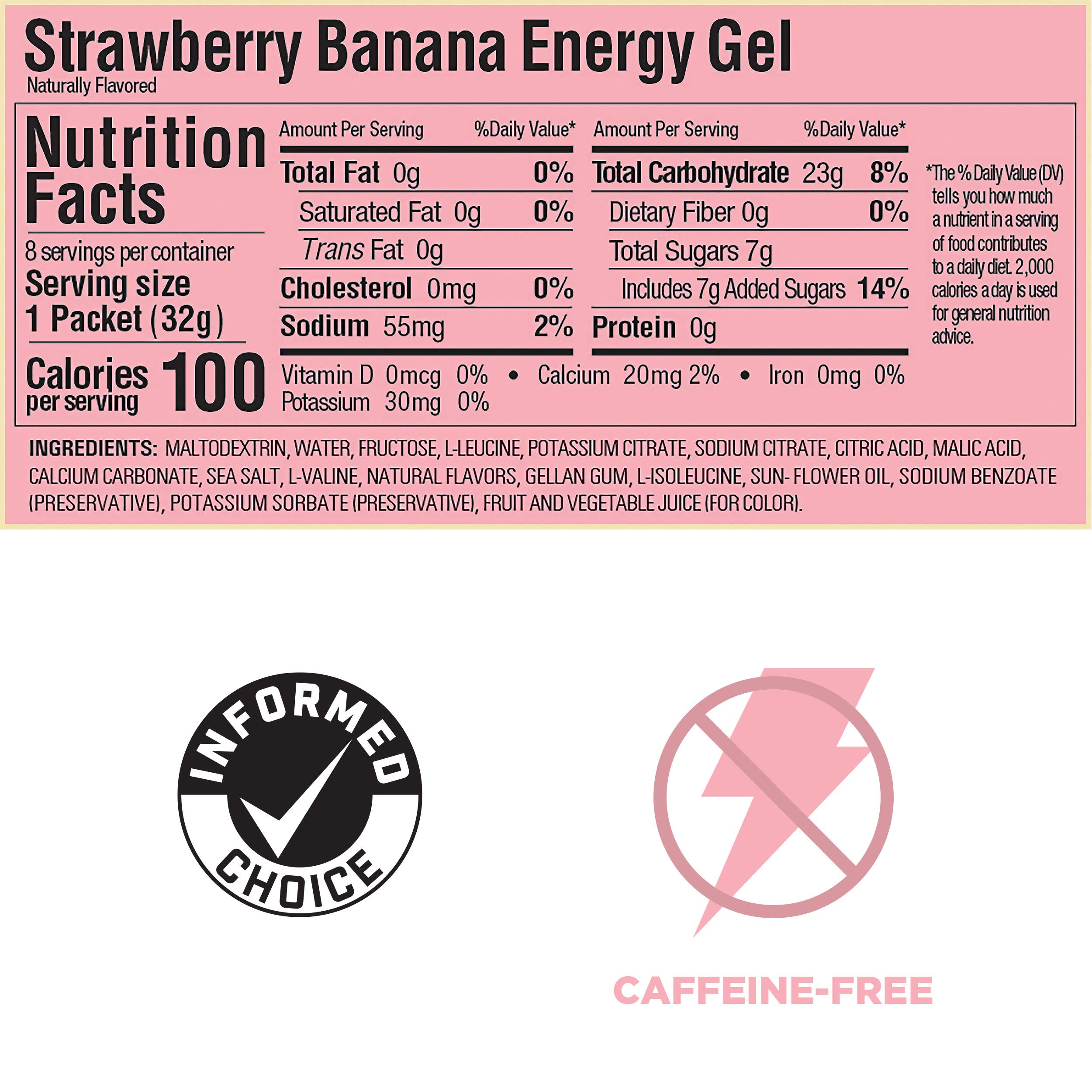 GU Energy Original Sports Nutrition Energy Gel, 8-Count, Strawberry Banana