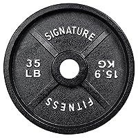 Signature Fitness Deep Dish 2-Inch Olympic Cast Iron Weight Plates with E-Coating