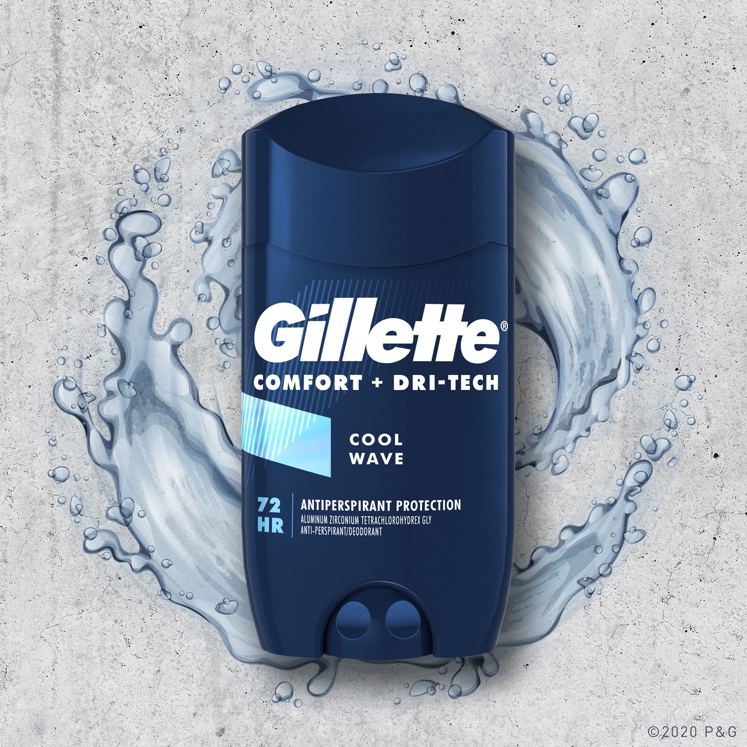 Gillette Antiperspirant Deodorant for Men, Invisible Solid, Cool Wave, 72 Hr. Sweat Protection, 3.4 oz