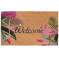 – Doormat | Flamingo Duo | All Weather Heavy Duty Mat | 100% Natural Coir Face | Non-Slip | Outdoor Home Décor | Absorbent, Fade Resistant & Pet Friendly | 18