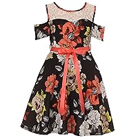 BluNight Lovely Cold Shoulder Lace Floral Birthday Party Flower Girl Dress 4-14