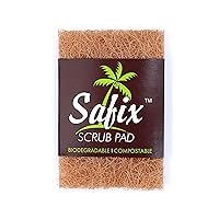 Safix Natural Non-Scratch Multi-Purpose Coconut Scrub-Pad, 4-Count. (7 x 10)