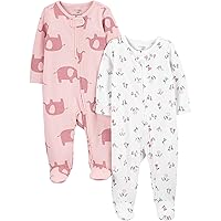 Simple Joys by Carter's Baby Girls' 2-Way Zip Thermal Footed Sleep and Play, Pack of 2