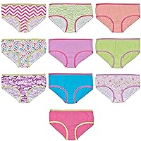 Trimfit Girls 100% Cotton Colorful Hearts Panties 10-Pack, Rainbow Multi Color, XS(2/4)