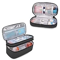 CURMIO Epipen Carrying Case for Adult and Kid, Double Layer Insulated Medicine Supplies Bag for Large Spacers, Asthma Inhaler, Auvi-Q, Syringes, Nasal Spray