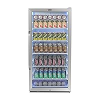 Whynter CBM-815WS Freestanding 8.1 cu. ft. Stainless Steel Merchandiser Superlit Door and Lock – White Commercial Beverage Refrigerator, Silver