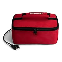 HOTLOGIC Mini Portable Electric Lunch Box Food Heater - Innovative Food Warmer and Heated Lunch Box for Adults Car/Home - Easily Cook, Reheat, and Keep Your Food Warm - Red (120V)