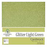 Clear Path Paper - Glitter Light Green Cardstock - 12 x 12 inch - .016