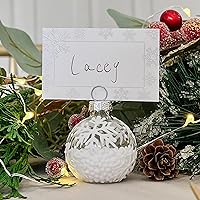 Snow Flurry Flocked Glass Ornament Place Card Holders (Set of 6)