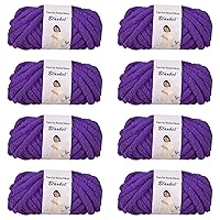 Chenille Chunky Yarn Arm Knitting Thick Bulky DIY for Knit Blanket Cushion Bed Sofa Home Decor (Dark Purple,8-Pack,4.4 lb/192 yards)