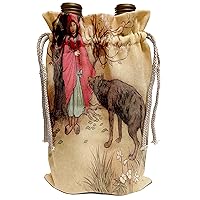3dRose PS Vintage - Little Red Riding Hood vintage - Wine Bag (wbg_164620_1)