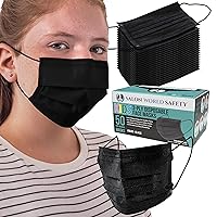 TCP Global Salon World Safety Kids Masks (Sealed Dispenser Box of 50) - Black - 3 Layer Disposable Protective Children's Face Masks with Nose Clip and Ear Loops - 3-Ply Non-Woven Fabric